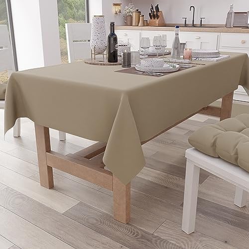 PETTI Artigiani Italiani - Tovaglia da Tavola Rettangolare Elegante, Tinta Unita in Cotone, Copritavolo Cucina, Tovaglia Tortora X6 Posti (140x180 cm), 100% Made in Italy