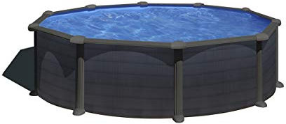 Piscine ronde acier Ø4,80m x H: 1,22m - Gris anthracite - Filtration à sable