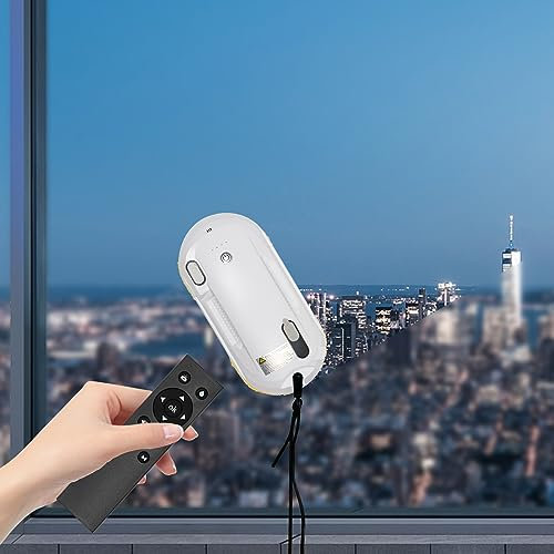 Fensterputzroboter, Fensterreiniger Elektrisch, Fensterreiniger mit 35ML Wassertank, Fensterroboter 2800pa Starke Saugleistung, Ehrfacher Sicherheitsschutz, mit Fernbedienung und APP, Weiß