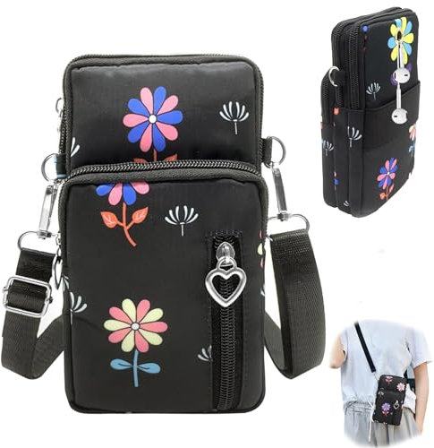SwirlColor handytasche zum umhängen damen, kleine wasserdichte nylon handy tasche mit verstellbarem schultergurt große kapazität telefon tasche mit reißverschluss münze geldbörse