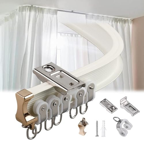V3VOGUE Vorhangschiene 1M 2M 3M 4M 5M 6M Deckenschiene Biegbare Duschvorhang Schiene, Deckenschiene Wandschiene Für Schiebevorhänge, Gardinenschiene Gerade Gebogene Schiene
