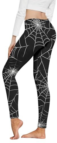 OUMSHBI Leggings Blickdicht Damen Halloween Spinnennetz Druck High Waist Leggings Damen Sport Gefütterte Leggings Damen Atmungsaktiv Strumphose Damen Tights Yoga Pants Seamless Leggings Damen
