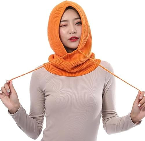 Herbst und Winter Männer und Frauen Kaschmir Wolle Linie Hals Hals Schal Kopf Schutz Ohr Stricken Kopf gewickelt Hut verdickt Wärme (Orange)