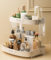 VNIMTI Kosmetik Organizer 2 Ebenen, Make Up Organizer, Schminktisch Organizer, Badezimmer Aufbewahrung Organisation, Geschenke für Frauen (Beige-2 Ebenenr)