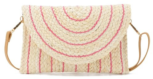 Freiesoldaten Women Straw Clutch Bag Summer Beach Handwoven Envelope Wallet Crossbody Handbags