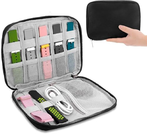 WANTOUTH Uhrenarmband Aufbewahrungstasche Wasserdicht Oxford Uhrenarmband Organizer Tasche Schwarz Uhrenarmbänder Tragetasche Organizer Tasche Uhrenarmbandhalter für Watch Armband Kabel Uhren Zubehör
