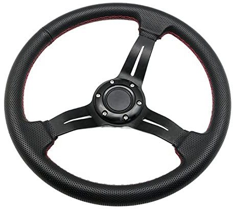 Sportlenkrad Auto Racing Lenkrad Rutschfest Atmungsaktives Leder Auto Sports Lenkrad Universal 14 Zoll 350mm Tiefendrift SportlenkräDer