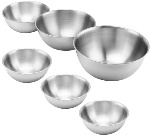 HEIYUET 6 teiliges Metallschüssel Set, Edelstahl Schüssel Set in 4 Größen von 800ml 1200ml 1800ml 2200ml, Spülmaschinenfest Edelstahl Schüsseln mit Skala, Rührschüssel Salatschüsseln Küchenschüsseln