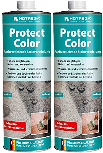 HOTREGA Protect Color 2x 1 Liter | Farbvertiefende Steinveredelung | Für Granit, Schiefer, Beton, Terracotta | Schützt tiefenwirksam vor Fleckbildung