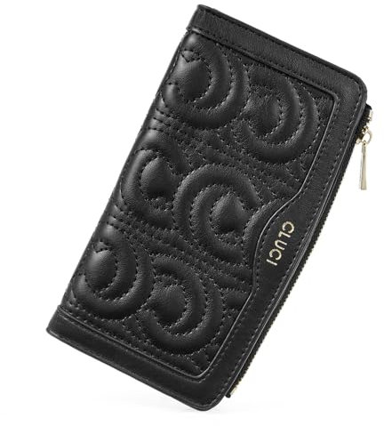 CLUCI PU Leder Geldbörse Damen Lang Clutch Portemonnaie Damen Groß Geldbeutel mit viele Kartenfächer für Frauen