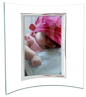 CAPESTORE Gebogener Bilderrahmen für Fotos 10 x 15 cm aus konkavem Glas – Geschenkidee (transparent, 10 x 15 cm, vertikal)