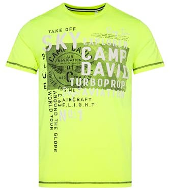 Camp David Herren T-Shirt mit Puffprint-Artwork Neon Lime XL