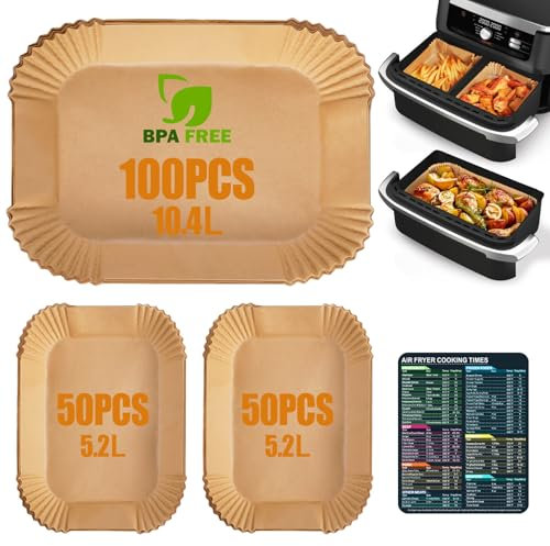 200 Piezas Papel para Freidora de Aire para Ninja AF500EU Air Fryer, Papel Horno para Freidora sin Aceite, Rectángulo de Desechable Antiadherente para Ninja AF500EU Air Fryer 5,2-10,4 L