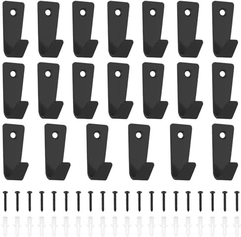 20 Stück Garderobenhaken, Kleiderhaken Schwarz, Kleiderhaken Wandhaken zum Schrauben, Metall Haken für Schlafzimmer Badezimmer Wohnzimmer Kleiderschrank Garderobenleiste Mäntel Handtuch Jackenhaken