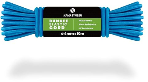 Kamu Synber Cuerda Elástica 4mm x 10m Cuerda de Goma Elastica para Lona, Remolque, Piscina, Pulpos | Azul
