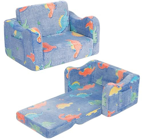 Kidirect 2 in 1 Kindersofa, Kindersofa aus Schaumstoff Bausteine, Sky Blue