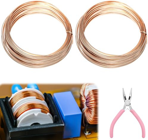 2 fili di rame T2 da 10 m, filo di rame da 2 mm, con forbici, filo di rame, filo di rame, filo di rame, filo di rame per hobby, ingegneria elettrica e artigianato