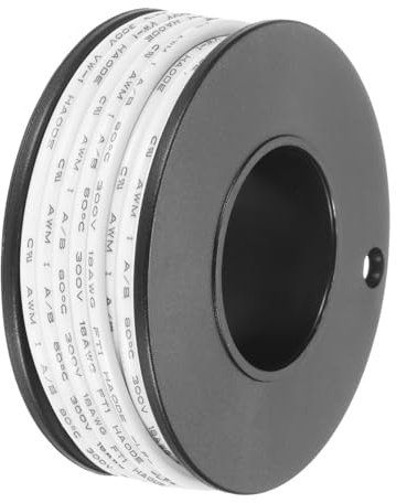 QUARKZMAN 18AWG Filo Intrecciato PVC 6M/20ft Bianco, Filo Elettrico UL1007 Bobina Rame Stagnato per Collegamenti Interni, nautico