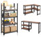 Avilia Scaffale Metallo Garage Componibile 4 Ripiani Effetto Legno – Struttura in Acciaio, Portata 400 kg, Montaggio Senza Viti, Completo di Fissaggi – Ideale per Casa e Magazzino
