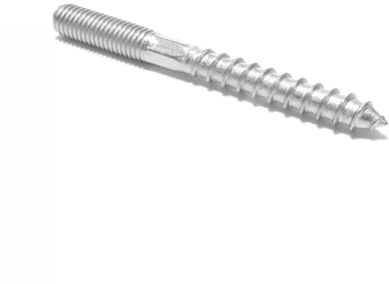 HKB Stockschrauben M 6 x 60 mm, Stahl verzinkt, 10 Stück | Doppelgewindeschrauben, Holzschrauben, Doppelseitige Dübelschrauben
