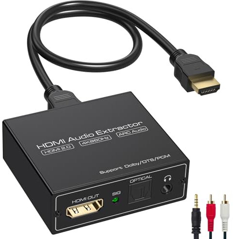 VEDINDUST HDMI ARC Audio Extractor 4K60Hz HDMI Optisch Adapter auf 3.5MM Converter Splitter Mit ARC-Funktion SPDIF TOSLINK Optical und 3,5MM Stereo-Audioausgang Unterstützt LPCM 7.1/DTS/DSD