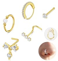 MODRSA steel Nasenpiercing-Set Nose-Piercing Nose-Ring: 20G(0.8mm) Stainless Steel Piercing Nase with Cubic Zirconia