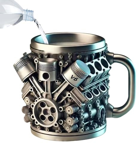 Genérico Motores V8 Copa De Acero Inoxidable - Taza Realista De Motor V6 Y V8 | Taza De Bebidas Frías Diseño De Motor V6 Personalizada Para Entusiastas De Los Automóviles Y Ventiladores De Carreras