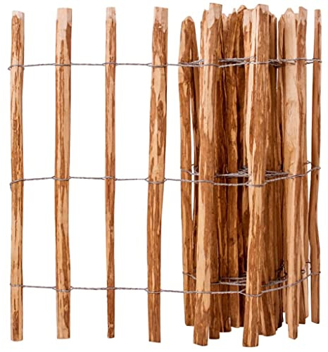 Staketenzaun Haselnussholz 90x500 cm Langlebiger Gartenzaun aus Naturholz für Grundstücksumzäunung und Dekoration