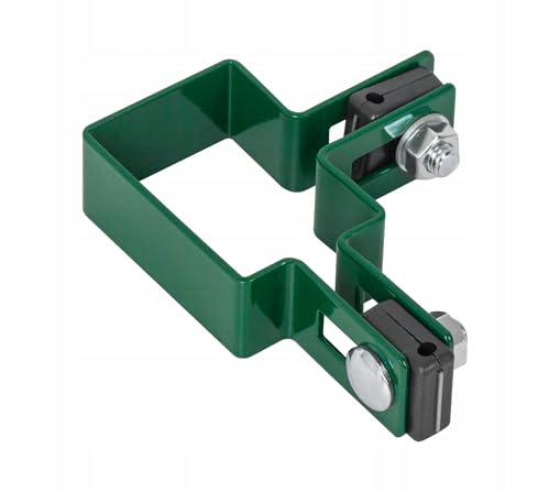 Alma Manufacturer Doppelstabmattenzaun Befestigung - 11x8x3 cm - Eckpfostenhalter Pfostenhalter Zaunpfostenhalter - Grün 10 Stück