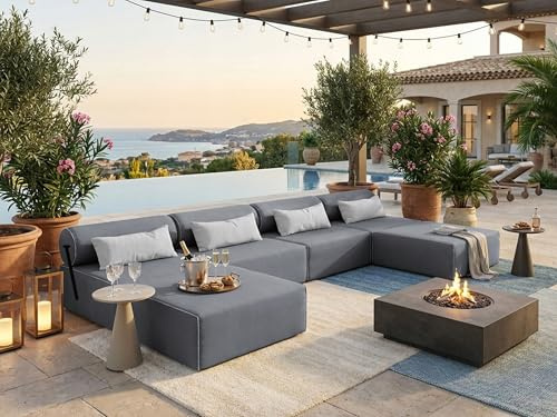 TRADA Gartensofa Bali XL - Wetterfeste Balkonmöbel & Lounge Sofa Außen - Moderne Outdoor Couch für Garten - Balkon & Terrasse - Grau