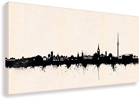 Kunstbruder Wandbild - Stuttgart Skyline SW (div. Größen) - Leinwandbild Kunstdruck Panorama Graffiti Streetart Loungebild 30x60cm