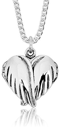 DTPsilver - Collier/Chaîne avec Médaillon/Pendentif avec PETIT Porte Photo en Argent Fin 925 en Forme d' Ailes d'Ange