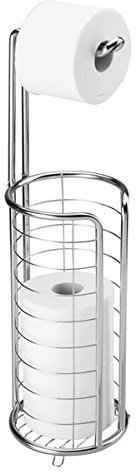 mDesign Toilettenpapierhalter stehend - moderner Papierrollenhalter fürs Badezimmer - rostfreier Klopapierhalter aus poliertem Edelstahl - silber