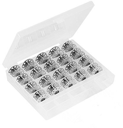cleana Arts 25 Stück, Eisen Spulen Nähmaschine mit Bobbin Box für Bruder Singer Babylock Janome Kenmore