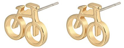 Damen-Ohrstecker, Fahrrad-Ohrstecker, Mädchen-Ohrstecker, Silber, Roségold, Edelstahl, klein vergoldet