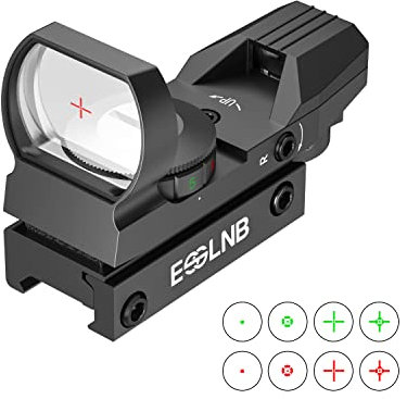 ESSLNB Red Dot Visier Scope Sight Leuchtpunktvisier für 20mm/22mm Schiene mit Montage Schutz und Tactical 4 Reticles (Schwarz)