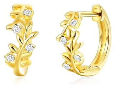 Philip Jones 18k Gold Plated Leaf Hoop Earrings Created with Zircondia® Crystals