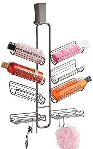 mDesign Duschablage zum Hängen über die Duschtür – praktisches Duschregal ohne Bohren – Duschorganizer zum Hängen aus rostbeständigem Metall für sämtliches Duschzubehör – graphitgrau