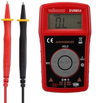 Velleman Digital-Multimeter, für Gleichstrom, Gleich-/Wechselspannung, Widerstand, Messspitzen