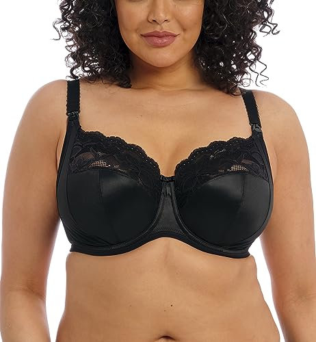 Elomi Women's Molly Nursing Bra: Comfort & Support. Banded Underwire Easy Release Nursing Clasp UK Sizes F-KK US Sizes DDDD-O, Black, 38F