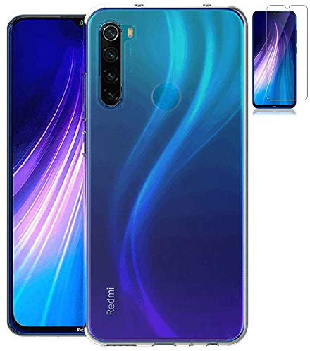 Todobarato24h Funda Compatible con Xiaomi Redmi Note 8T (6.3) Pulgadas Transparente TPU Lisa Silicona + Protector Cristal Templado