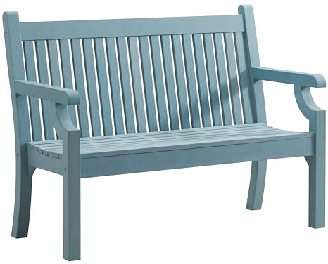 Winawood Maison and Garden Sandwick Polymer Wood Effect Zero Maintenance Recyclable and Fully Weatherproof 2 Seater Bench (121.6 x 60 x 93cm) – Powder Blue