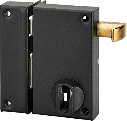 THIRARD - Boîtier de Serrure Verticale en Applique Double Entrée à Tirage - Pour Porte d'Entrée Gauche - Axe 45 mm - 75 x 130 mm - Coffre et Gâche Acier Cambré - Pêne Acier Zingué - Noir