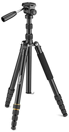 NATIONAL GEOGRAPHIC Travel tripod Kit, 5-Section Legs, lightweight aluminum,compatible with Canon, Nikon,Sony DSLR, 2-Way Fluid Head, Twist Locks, Quick Release Plate, 6KG Load Capacity with carry bag