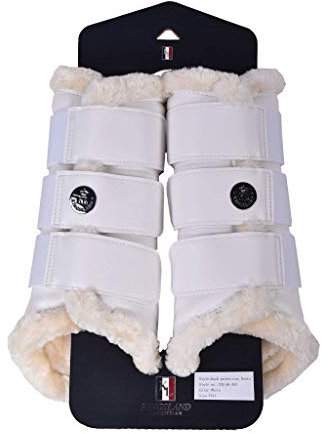 Kingsland Hinterbein Gamaschen KLubon Kunstledergamaschen, Fellgamaschen Farbe weiß, Größe Warmblut