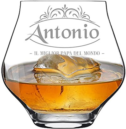 Colorfamily Bicchiere da Whisky o da pinot con incisione Festa del Papà PERSONALIZZABILE CON NOME - il miglior papà del mondo - Regalo Papà