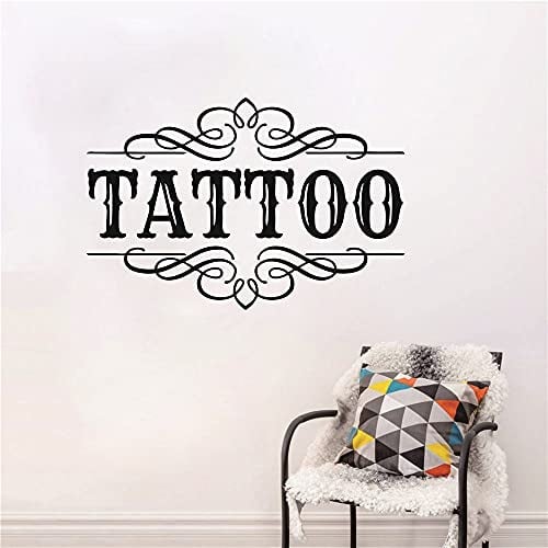 Vinyl Tattoo Wall Decal Studio Salon Decoration Logo Sticker Tattoo Shop Window Stickers Art Removable Wall Mural Poster TM-35 (Black)