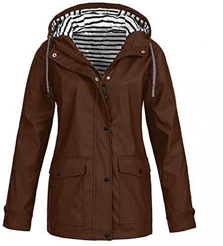 KUKICAT Veste de Pluie Femme Zippé Manteau à Capuche Grande Taille Imperméable Long Sport Coupe-Vent Raincoat Pas Cher