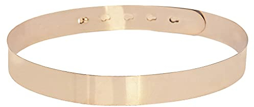 Damen Metall Gürtel Verstellbarer Metallgürtel Gold/Silber Metallkette Gürtel Voll Waist Spiegel Bund Ketten Gürtel Elastischer Stretch Gürtel für Kleider (Breite 1.5cm/2cm/3cm) (Gold,3cm)