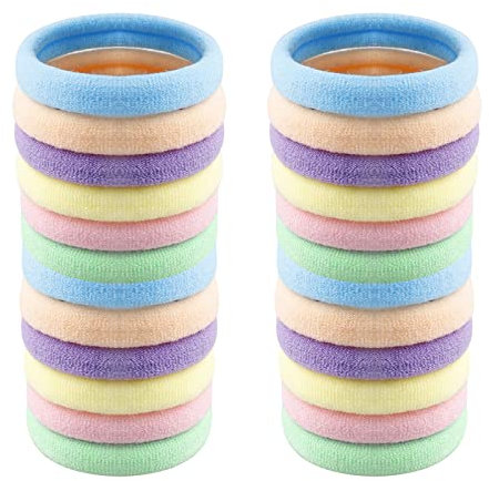 Kuou 50 Pcs Multicolor Cotton Hair Bands for Women Girls, Large Elastic Loop, No Metal, Strong Hold for Thick and Curly Hair (Pack of 1)